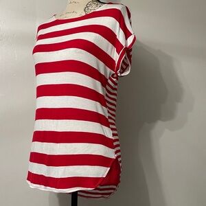 The Limited Red and White Striped Short Sleeve Top
